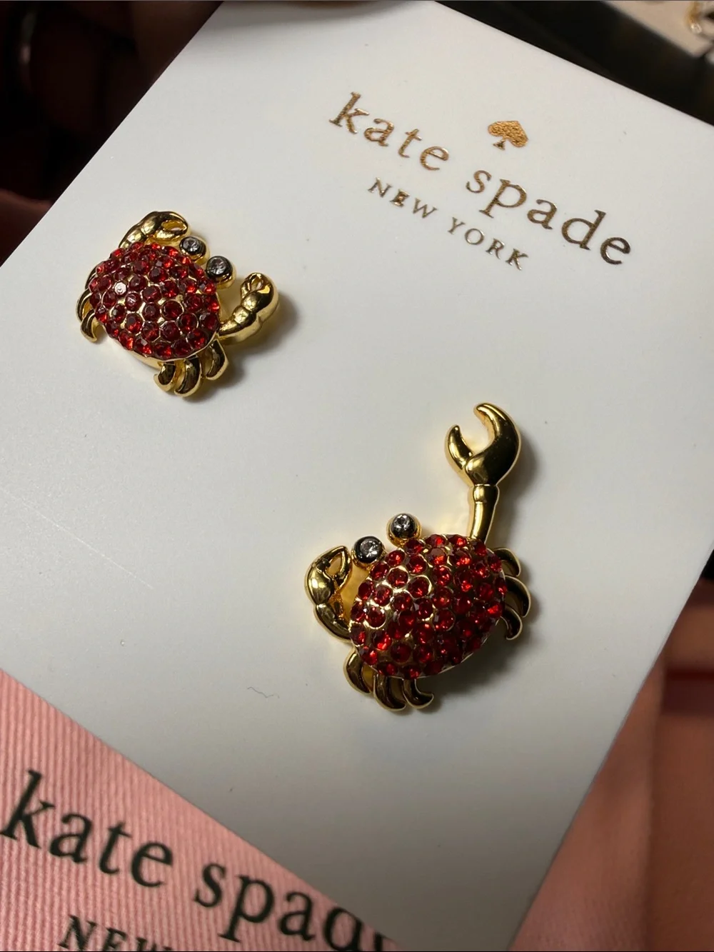 kate spade Gold-Tone Red Crab Stud Earrings